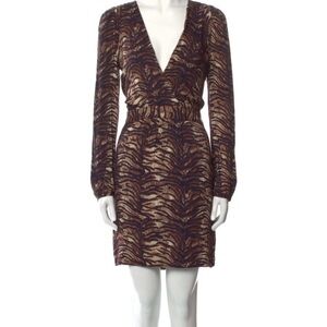 Maje Brown and Black Long Sleeve Dress